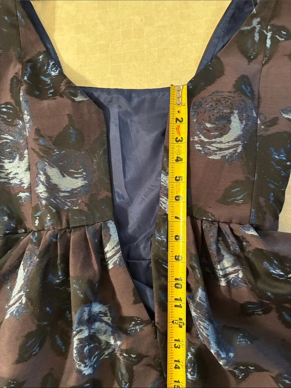 Muse Floral Jacquard Charcoal Grey/Blue/Black Dress - Picture 12 of 14